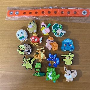 Pokemon Croc Charm Set 15 piece/ free wristband